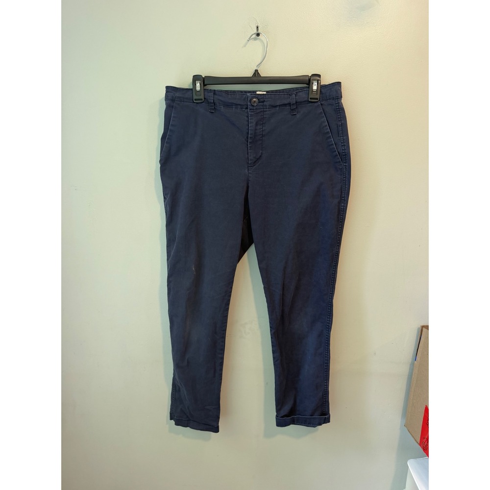 Gap Girlfriend Khaki Navy Blue Chino Pants Womens Size 10 Relaxed Fit Cropped